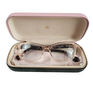 Kate Spade‎ Calley HT8 eyeglasses, transparent pink havana acetate 52 140